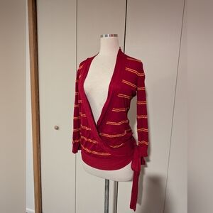 BCBG MAXAZRIA Wrap Knit Sweater Top, Silk Blend (M)